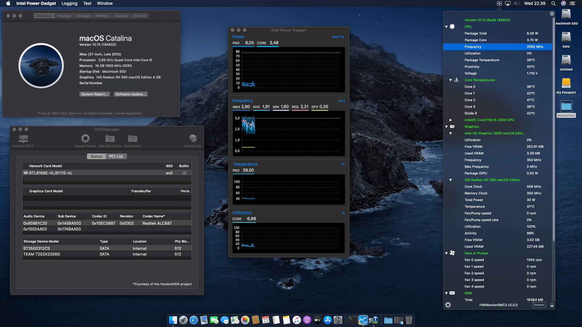 Success Hackintosh macOS Catalina 10.15 Build 19A602 at Gigabyte GA-H61M-DS2 + Intel Core i5 3330 + HIS RX 560